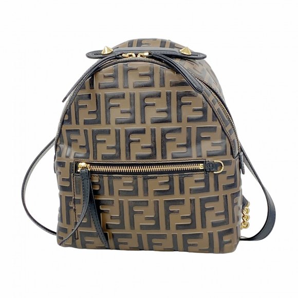 FENDI Brown Leather Zucca Backpack - Picture 1 of 12